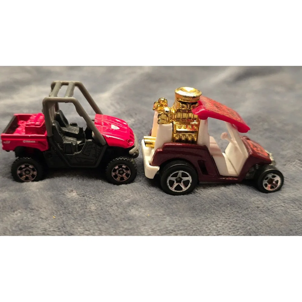 Hot Wheels Fore Wheeler Golf Cart & Matchbox Yamaha Rhino Red Diecast Lot